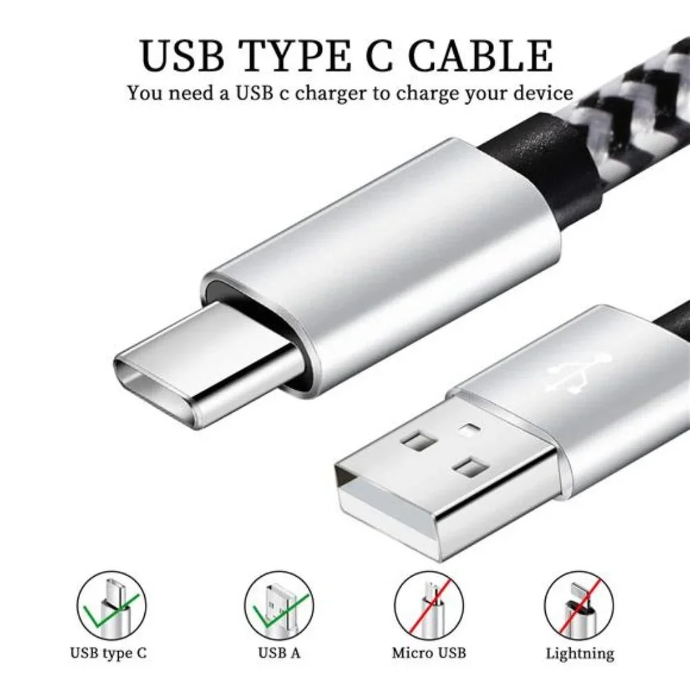 USB Type c Cable, 5 Pack (6FT) Nylon Braided USB C Cables 3A Fast Charging